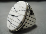 Very Rare!! White Turquoise Navajo Sterling Silver Native American Ring-Nativo Arts