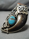 Superior Vintage Navajo John Tso Turquoise Sterling Silver Native American Ring-Nativo Arts