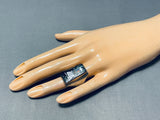 Heavy Men's Starsky Native American Navajo Kachian Turquoise Sterling Silver Ring-Nativo Arts