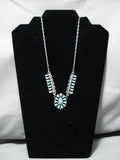 Exquisite Vintage Native American Navajo Sky Blue Turquoise Sterling Silver Boyd Necklace-Nativo Arts