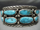 Huge Vintage Native American Navajo Chunky Turquoise Sterling Silver Bracelet Old-Nativo Arts