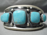 Heavy Huge Big Sturdy Vintage Native American Navajo #8 Turquoise Sterling Silver Bracelet Cuff-Nativo Arts