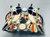 Native American Best Vintage Navajo Huge Museum Owl Turquoise Sterling Silver Bracelet-Nativo Arts