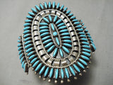 Huge Vintage Native American Navajo Neelde Turquoise Sterling Silver Bracelet-Nativo Arts