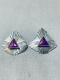 Beautiful Vintage Native American Navajo Sugulite Sterling Silver Earrings-Nativo Arts