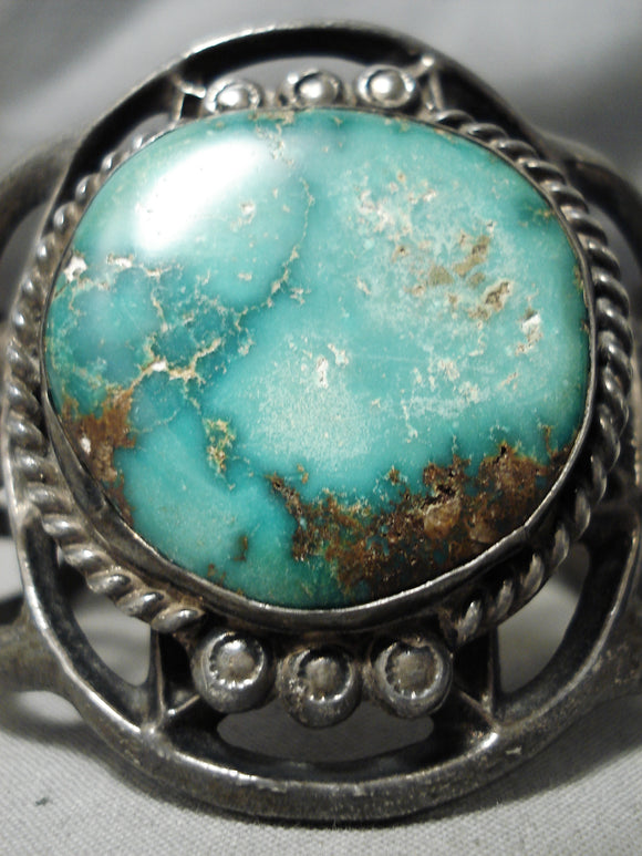 Important Vintage Native American Navajo Damale Turquoise Sterling Silver Bracelet Old-Nativo Arts