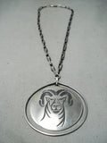 Important Vintage Native American Hopi Gary Elsie Yoyokie Sterling Silver Ram Necklace-Nativo Arts