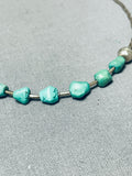 Fabulous Vintage Native American Navajo 6 Green Turquoise Sterling Silver Necklace-Nativo Arts