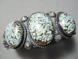 One Of The Best Vintage Native American Navajo #8 Turquoise Sterling Silver Bracelet Old-Nativo Arts