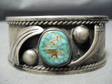 Intense Vintage Native American Navajo Carico Lake Turquoise Sterling Silver Bracelet Old-Nativo Arts