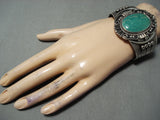 Early Huge Rare Vintage Native American Navajo Cerrillos Turquoise Sterling Silver Bracelet-Nativo Arts