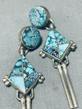 The Best Vintage Native American Navajo Blue Diamond Turquoise Sterling Silver Earrings-Nativo Arts