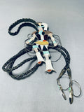 Six Inch Very Rare Vintage Native American Zuni Turquoise Sterling Silver Hoop Dancer Bolo Tie-Nativo Arts