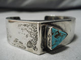 Stunning Modernistic Native American Navajo Carico Lake Turquoise Sterling Silver Bracelet Cuff-Nativo Arts