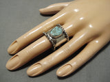 One Of The Earliest Adjustable Vintage Native American Navajo Turquoise Sterling Silver Ring-Nativo Arts