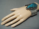 Incredible Native American Navajo Pilot Mountain Sterling Silver Bracelet Signed-Nativo Arts
