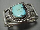 Very Rare Vintage Native American Navajo Aqua Blue Turquoise Sterling Silver Bracelet Old-Nativo Arts