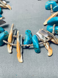 Native American Exceptio0nal Vintage Santo Domingo Turquoise Shell Sterling Silver Necklace-Nativo Arts