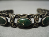 Earlier 1900's Vintage Native American Navajo Cerrillos Turquoise Sterling Silver Bracelet Old-Nativo Arts
