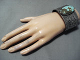 Sensational Navajo #8 Turquoise Mine Sterling Silver Bracelet Native American-Nativo Arts