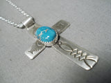 Native American Important Jeanette Dale Turquoise Cross Sterling Silver Necklace-Nativo Arts