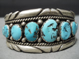Native American Important John D Clark Vintage Navajo Turquoise Sterling Silver Bracelet Old-Nativo Arts
