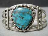 Incredible Vintage Native American Navajo Vivid Spiderweb Turquoise Sterling Silver Bracelet-Nativo Arts
