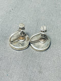 Early And Very Rare Vintage Native American Zuni Turquoise Inlay Sterling Silver Earrings-Nativo Arts