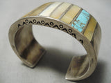 One Of Best Vintage Zuni Native American Navajo Turquoise Shell Inlay Sterling Silver Bracelet-Nativo Arts
