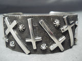 Noteworthy Navajo Sterling Silver Cross Bracelet Native American-Nativo Arts