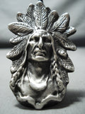 Heavy 41 Gram San Felipe Sterling Silver Chief Head Ring-Nativo Arts