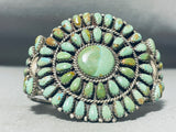 Very Rare Vintage Native American Navajo Green Turquoise Sterling Silver Bracelet-Nativo Arts