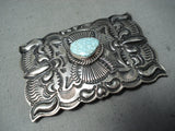 Newsworthy Vintage Native American Navajo #8 Turquoise Mine Sterling Silver Buckle Old-Nativo Arts