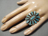 Incredible Vintage Native American Navajo Tears Of Joy Turquoise Sterling Silver Ring-Nativo Arts