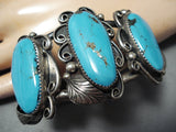 Majestic Vintage Native American Navajo Blue Diamond Turquoise Sterling Silver Bracelet-Nativo Arts