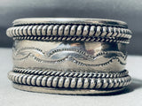 Heavy 90 Gram Coiled Vintage Native American Navajo Ahnd Tooled Sterling Silver Bracelet-Nativo Arts