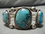 Scarce Vintage Native American Navajo Blue Warrior Turquoise Sterling Silver Bracelet Old-Nativo Arts