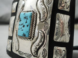 Astonishing Vintage Native American Navajo Repoussed Turquoise Sterling Silver Kwtoh Bracelet-Nativo Arts