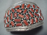 Magnificent Navajo Coral Sterling Silver Bracelet Native American-Nativo Arts