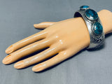 One Of The Best Vintage Native American Navajo Morenci Turquoise Sterling Silver Bracelet-Nativo Arts