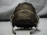Rare Fat Teardrop Royston Turquoise Vintage Native American Navajo Sterling Silver Bracelet-Nativo Arts