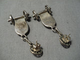 Best Vintage Native American Zuni Wagon Dishta Turquoise Sterling Silver Earrings-Nativo Arts