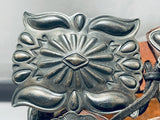 Important Vintage Native American Navajo David Reeves Hand Tooled Sterling Silver Concho Belt-Nativo Arts