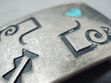 Tremendous Vintage Hopi Native American Turquoise Sterling Silver Buckle Old-Nativo Arts