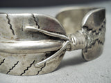 Striking Vintage Hopi Sterling Silver Feather Bracelet Native American-Nativo Arts
