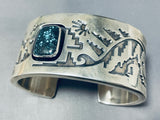 Important Vintage Native American Navajo Lander Blue Turquoise Sterling Silver Bracelet-Nativo Arts