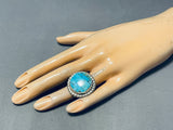 Huge Turquoise Brick Wall Native American Navajo Sterling Silver Inlay Ring-Nativo Arts