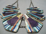 Native American One Of The Best Vintage Santo Domingo Inlay Turquoise Sterling Silver Necklace-Nativo Arts