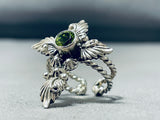 One Of The Most Unique Ever Native American Navajo Sterling Silver Peridot Cross Ring-Nativo Arts