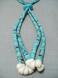 Native American Rare Vintage Santo Domingo Blue Diamond Turquoise Necklace Old-Nativo Arts